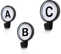 Ozio ABC - Porte-manteau mural avec lettres, patère design, crochets colorés pour vêtements, porte-manteau enfant - Noir - Pack combo de 3
