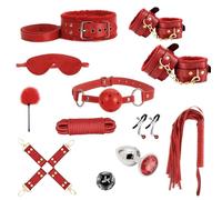 Oziral 15Pcs Kit de Bondage BDSM Ensemble de Servitude pour Adultes Rouge