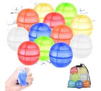 Oziral Bombe a Eau Réutilisable en Silicone,12 Pièces Double Ouverture Remplissage Rapide, Ballons d’Eau Auto-Fermants, Jouet de Piscine Plage Jardin Extérieur pour Enfants