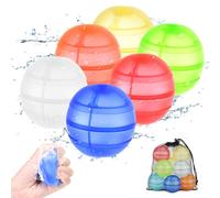 Oziral bombe a eau réutilisable en Silicone,6 Pièces Double Ouverture Remplissage Rapide, Ballons d’Eau Auto-Fermants, Jouet de Piscine Plage Jardin Extérieur pour Enfants
