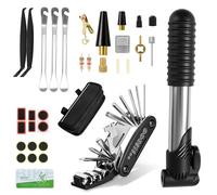 Oziral Kit de réparation vélo 34 pièces, ensemble d'outils multifonctions 16 en 1 avec housse étanche, mini-pompe comprenant tous les accessoires nécessaires pour le vélo.