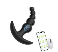 Oziral Plug Anal 5 Perles avec APP & Télécommande - Plug Prostatique Homme Sex Toys Anal Butt Plug Vibrant 9 Modes Rechargeable USB Étanche Plug Anale pour Homme Femme Débutant - Noir