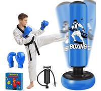 Oziral Sac de Frappe Enfant sur Pied 168cm Bleu, avec Gants de Boxe et Pompe Punching Ball Enfants pour Karaté, Taekwondo Fille & Garçon 5-12 Ans