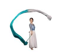 OZLCUA Banderole de Danse en Polyester à Fleurs, Rubans Gymnastique Rythmique, Spectacles Artistique, Adoration, louange, bannière prophétique(Mint White)