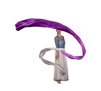 OZLCUA Banderole de Danse en Polyester à Fleurs, Rubans Gymnastique Rythmique, Spectacles Artistique, Adoration, louange, bannière prophétique(White Purple)