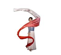 OZLCUA Banderole de Danse en Polyester à Fleurs, Rubans Gymnastique Rythmique, Spectacles Artistique, Adoration, louange, bannière prophétique(Red White)