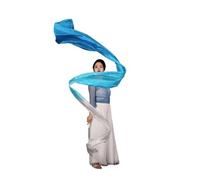 OZLCUA Banderole de Danse en Polyester à Fleurs, Rubans Gymnastique Rythmique, Spectacles Artistique, Adoration, louange, bannière prophétique(White Blue)