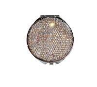 OZLCUA Bling Rhinestones Mini Makeup Mirror Foldable Pocket Double-Sided Portable Mirrors Beauty Tool Girl(Color 02)