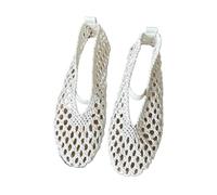 OZLCUA Chaussures Plates d'été en Maille tissée Respirante Mary Jane for Femmes, Chaussures de Ballet ajourées, Souples, Bout Rond, à Enfiler, décontractées
