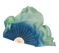 OZLCUA Eventail Tissu Paire De Voiles D'éventail Danse, 2 Pièces, Cercle, Accessoires Spectacle D'entraînement Danseuse en Soie Véritable(Color 2,2pcs Right -2 People)
