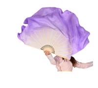 OZLCUA Eventail Tissu Paire De Voiles D'éventail Danse, 2 Pièces, Cercle, Accessoires Spectacle D'entraînement Danseuse en Soie Véritable(Color 3,2pcs Right -2 People)