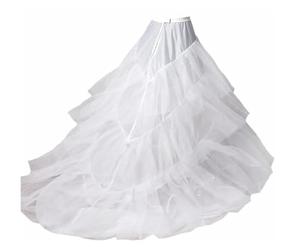 OZLCUA Jupon Blanc à Longue traîne for Robes de soirée de Mariage, Jupon à 3 cerceaux en Crinoline