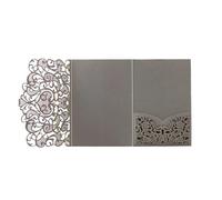 OZLCUA Lot de 25 ou 50 cartes d'invitation de mariage découpées au laser, à trois volets, en dentelle, for mariage, anniversaire, fête, cadeaux(Gray,50pcs)