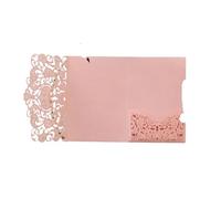 OZLCUA Lot de 25 ou 50 cartes d'invitation de mariage découpées au laser, à trois volets, en dentelle, for mariage, anniversaire, fête, cadeaux(Pink,25pcs)