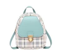 OZLCUA Mini Sac A Dos Sac à dos bandoulière élégant imprimé carreaux for femme avec fermeture contrastée, sac tendance coréen(Blue)