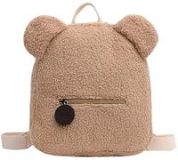 OZLCUA Mini Sac A Dos Sac en peluche for enfant, cadeau tendance, sac à dos, loisirs, petite oreille(Khaki)