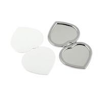 OZLCUA Multi-Piece 60mm Round White Heart Mini Handheld Makeup Mirror Portable Carry-on Small Double Sided Mirror(6PCS)