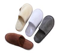 OZLCUA Pantoufles en molleton de corail for hommes et femmes, 4 paires couleurs mélangées, pantoufles d'hôtel, diapositives coton, SPA voyage à domicile, d'hospitalité(Mix Color)
