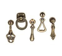OZLCUA PoignéE De Porte RéTro 2pcs Retro Style Drop Pendant Bronze Drawer Cabinet Knob Pull Antique Brass Ring Cupboard Dresser Handle Home Decor(Color 3)