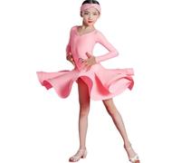 OZLCUA Règles de danse latine Compétition Robe Filles Professionnelle Jupe Standard Internationale(Bright pink,150)