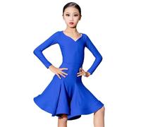 OZLCUA Règles de danse latine Compétition Robe Filles Professionnelle Jupe Standard Internationale(Blue,170)