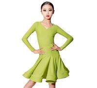 OZLCUA Règles de danse latine Compétition Robe Filles Professionnelle Jupe Standard Internationale(Fruit green,160)