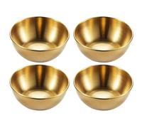 OZLCUA SaucièRe Ensemble de 4 ou 2 coupelles à sauce dorées en acier inoxydable for apéritifs et assaisonnements, comprenant un plateau des assiettes épices. Vaisselle cuisine(Gold-4pcs)