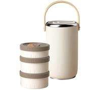 OZLMBERN 304 Stainless Steel Vacuum Insulated Pot Multi-layer Lunch Box Portable Sealed Bucket for Office Workers(2600ml)