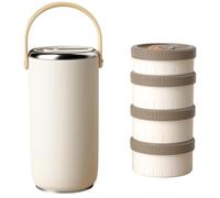 OZLMBERN 304 Stainless Steel Vacuum Insulated Pot Multi-layer Lunch Box Portable Sealed Bucket for Office Workers(3400ml)