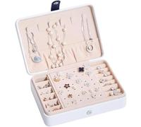 OZLMBERN Boîte à bijoux Portable en Pu, boîte à bijoux fraîche et Simple, boîte de rangement de bijoux avec fermeture éclair, bague, boucle d'oreille