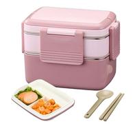 OZLMBERN Boîte à lunch portable en acier inoxydable 304 de style japonais, boîte à lunch scellée à double couche for les employés de bureau