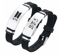 Ozmw Lot De 2 Bracelets Kpop BTS En Silicone, réglable，Acier Inoxydable, Article De Fan, BTS Cadeau Pour fans, Accessoires BTS，Cadeau d'anniversaire,JIN SUGA j-hope RM JIMIN V JUNGKOOK