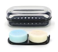 OZNER Étui à Savon de Voyage Transparent - Porte-Savon Multi-Usage étanche avec Couche drainante pour Barres de shampooing, Gym, Voyage et Camping (Blanc Transparent)