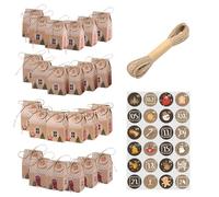 OZNXWRYY Calendrier de l Avent DIY 24 boîtes Kraft numérotées à remplir déco Noël Suspendue Personnalisable pour Sapin ou cheminée avec ficelles et étiquettes