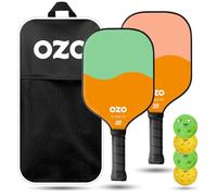 OZO Pickleball - Set de 2 Raquettes + 4 balles + Sac - Spark Raquette Contrôle pour débutants + 4 balles (2× intérieur + 2× extérieur)