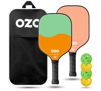 OZO Pickleball - Set de 2 Raquettes + 4 balles + Sac - Spark Raquette Hybride + Spark Raquette Contrôle pour débutants + 4 balles (2× intérieur + 2× extérieur)