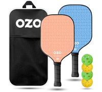 OZO Pickleball - Set de 2 Raquettes + 4 balles + Sac - Spark Raquette Puissance pour débutants + 4 balles (2× intérieur + 2× extérieur)