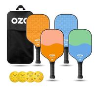 OZO Pickleball - Set de 4 Raquettes + 4 Balles + Sac - 2xSpark Energia Ritmo de Puissance+2xSpark Inceptra Gelato de Contrôle pour Débutants+4 Balles (2xIntérieur+2xExtérieur) Approuvées par l'USAPA