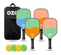OZO Pickleball - Set de 4 Raquettes + 4 Balles + Sac - Spark Inceptra Gelato (Raquettes de Contrôle pour Débutants) + 4 Balles (2X Intérieur+2X Extérieur) Approuvées par l'USAPA