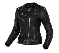 OZONE MOTO Classic Lady Veste de Moto Femme | Cuir | Protections coudes et épaules | 5 poches | Ajustement de la taille