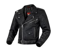 OZONE MOTO Classic Veste de Moto Homme | Cuir | Protections Coudes et Épaules | 5 Poches | Réglage du Tour de Taille