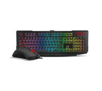 Ozone Double Tap USB Espagnole Noir - Claviers (Avec fil, USB, Semi-mechanical key switch, LED, Noir, Souris incluse)