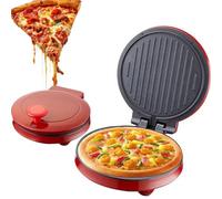 OZPPM Four À Pizza Électrique 1000 W, Crêpière Électrique Avec Surface Antiadhésive, Chauffage Et Cuisson Uniformes Des Deux Côtés, 23 Cm, Ouverture À 180 Degrés, Nettoyage Facile