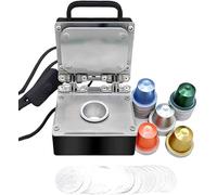 OZPPM Machine à sceller les capsules de café, machine à café portable à faire soi-même, avec 100 tasses et feuilles d'aluminium, idéale pour la maison et les cafés, noir