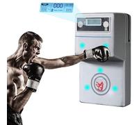 OZPPM Machine De Boxe Murale, Cible De Frappe Musicale avec Écran LCD Et Testeur De Force De Frappe, Tapis De Boxe, Sac De Frappe Et Coussinets De Boxe.(White)