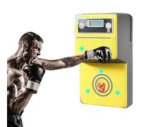 OZPPM Machine De Boxe Murale, Cible De Frappe Musicale avec Écran LCD Et Testeur De Force De Frappe, Tapis De Boxe, Sac De Frappe Et Coussinets De Boxe.(Yellow)