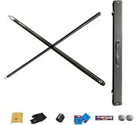 OZPPM Queue de Billard Snooker Demi-articulée, 58 Pouces, Snooker carambole ou Billard, avec Fibre de Carbone, Pointe 9,5 mm/13 mm, avec boîte, étui et Jeu de Craie, for Joueurs(Solidblack13mm)