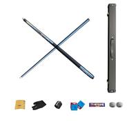 OZPPM Queue de Billard Snooker Demi-articulée, 58 Pouces, Snooker carambole ou Billard, avec Fibre de Carbone, Pointe 9,5 mm/13 mm, avec boîte, étui et Jeu de Craie, for Joueurs(Navy13mm)