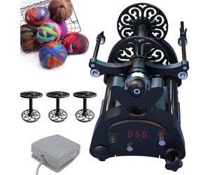 OZPPM Roue À Fil Électrique avec Écran Numérique, Bobineuse De Laine À Tricoter avec 3 Bobines, Commande De Vitesse Sens Avant/Arrière pour Tissage Mélange Torsion De Laine