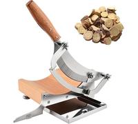 OZPPM Trancheuse Manuelle Avec Base En Bois, Acier Inoxydable À Double Tranchant D'épaisseur Réglable De 0 À 12 Mm, For Herbes Chinoises, Biltong, Bœuf Séché, Fruits Durs